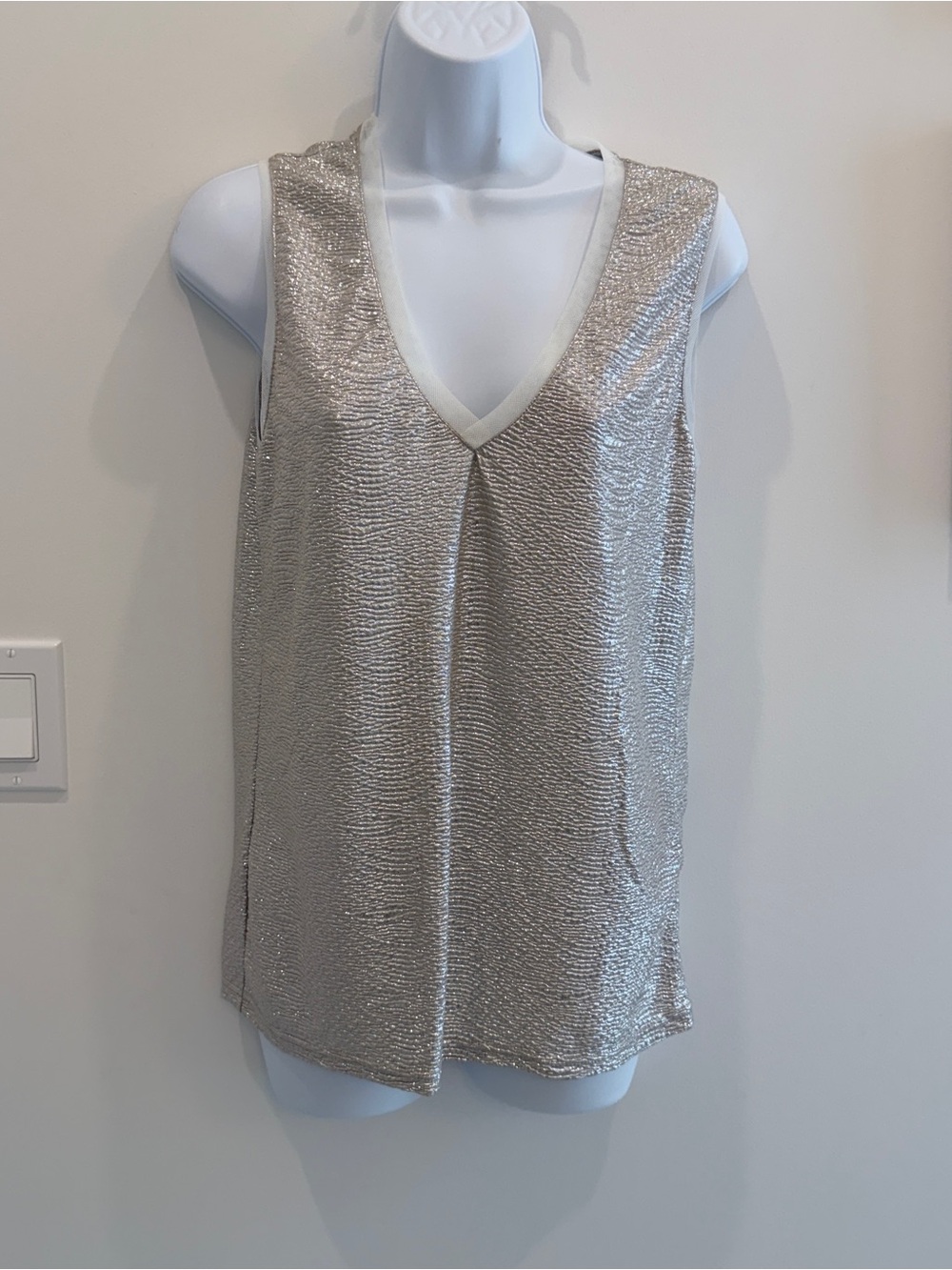 Reiss Silver Metallic V-Neck Camisole